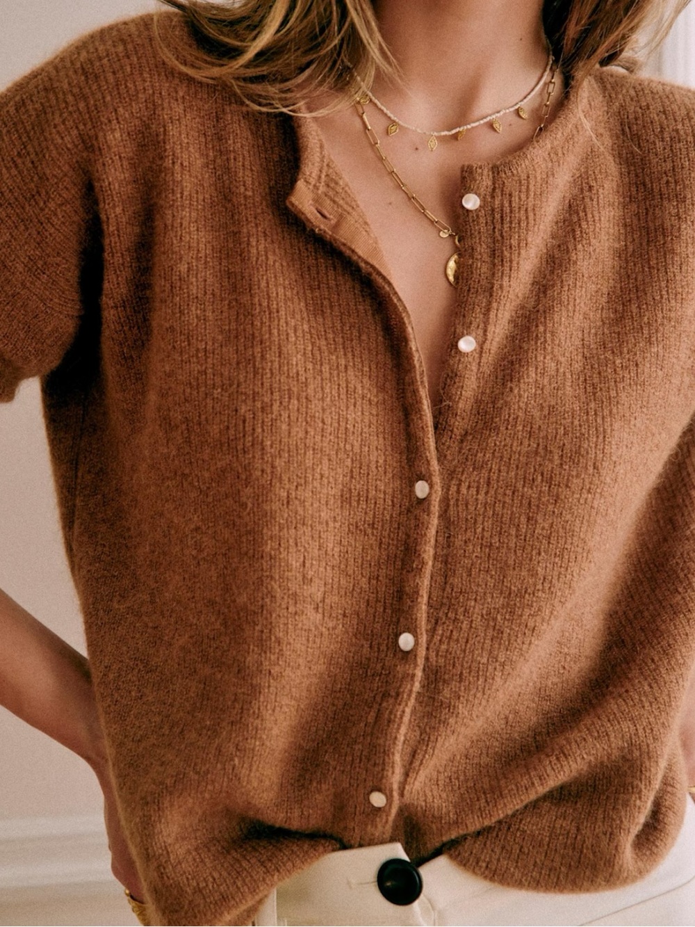 Sezane Gaspard Cardigan in Camel, XXS